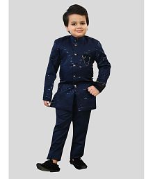 Arshia Fashions - Blue Polyester Boys Indo Western Sherwani &amp; Churidar Set ( Pack of 1 )