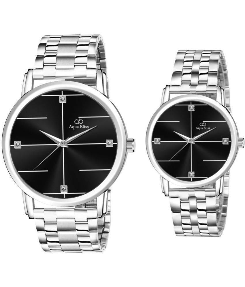     			AQUA BLISS - Silver Stainless Steel Analog Couple's Watch