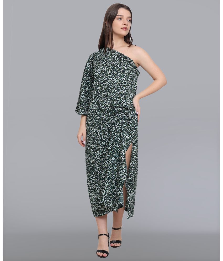     			Baawri - Green Crepe Women's Side Slit Dress ( Pack of 1 )