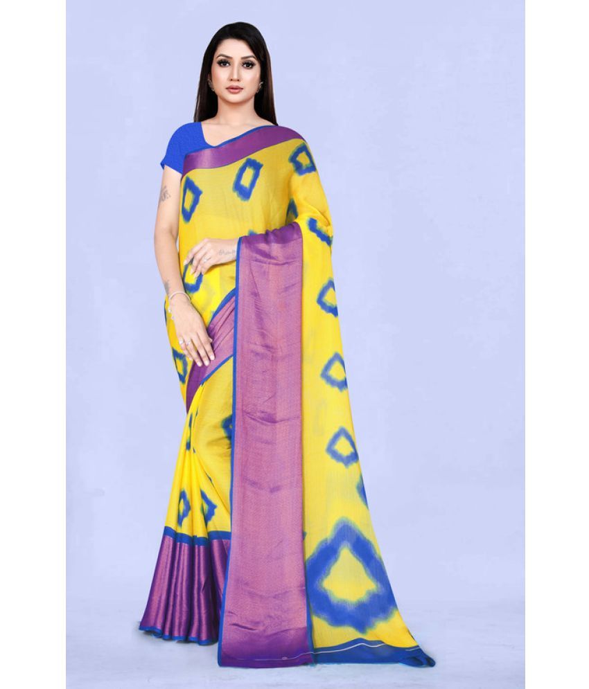     			Kandora - Navy Blue Brasso Saree With Blouse Piece ( Pack of 1 )