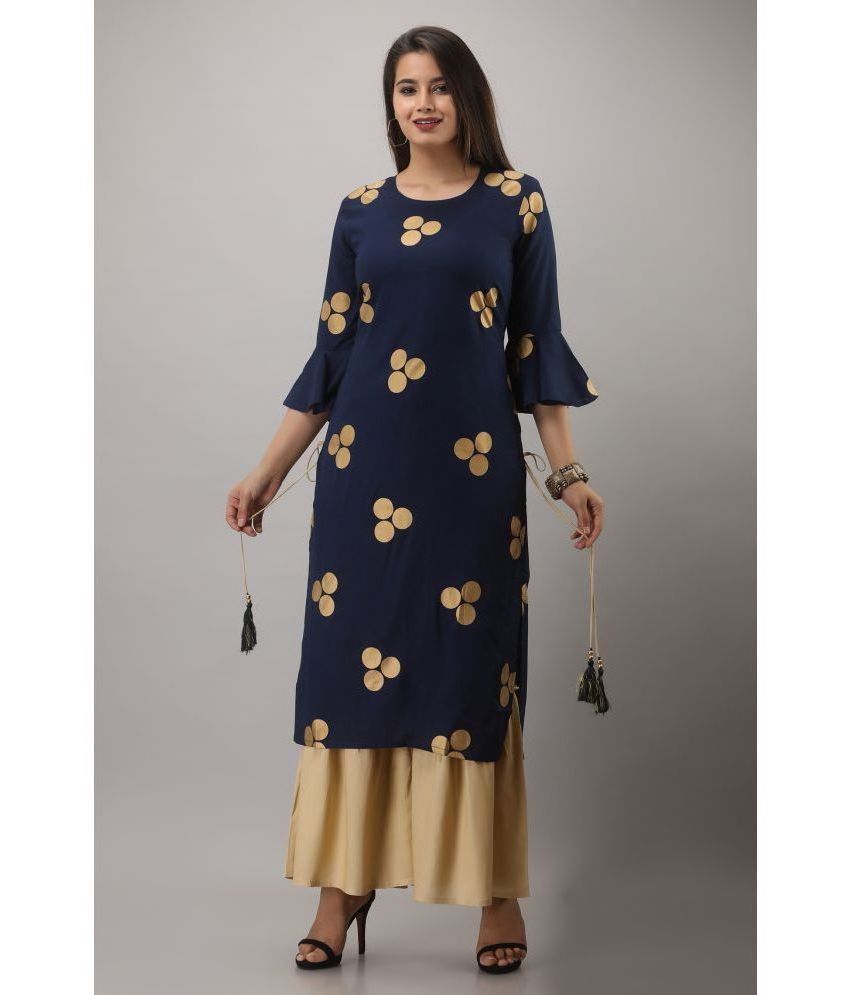     			MAUKA - Blue Straight Rayon Women's Stitched Salwar Suit ( Pack of 1 )