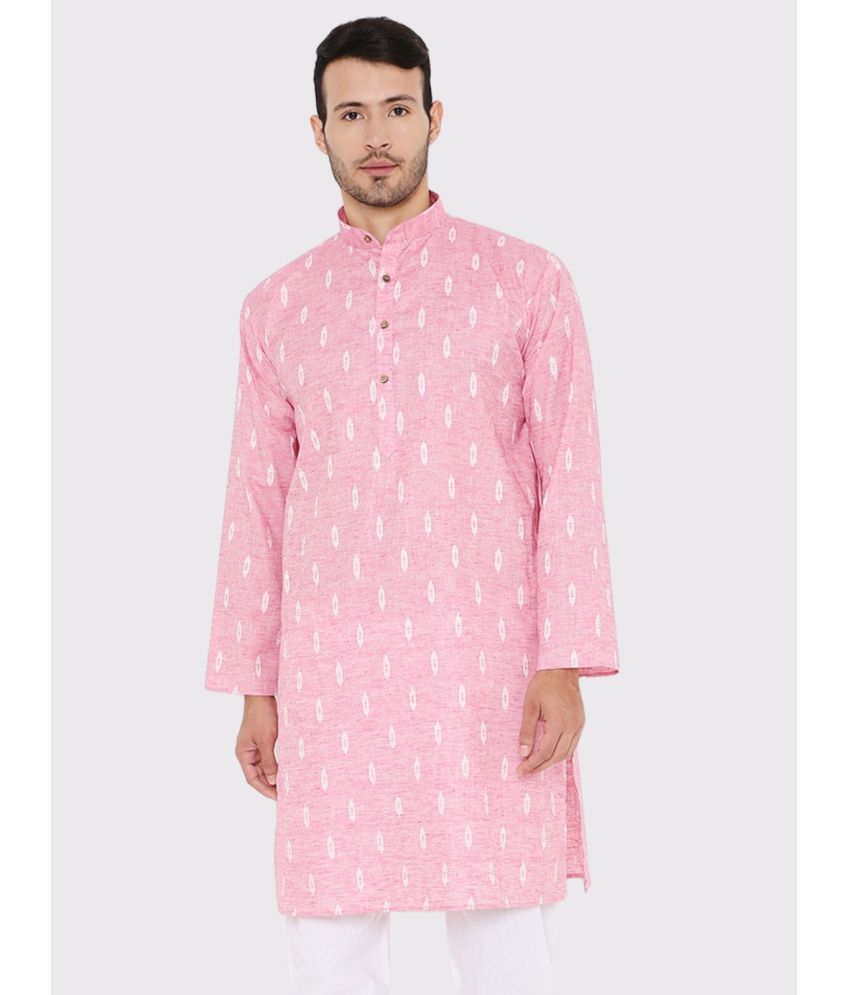     			Maharaja - Pink Linen Men's Regular Kurta ( Pack of 1 )