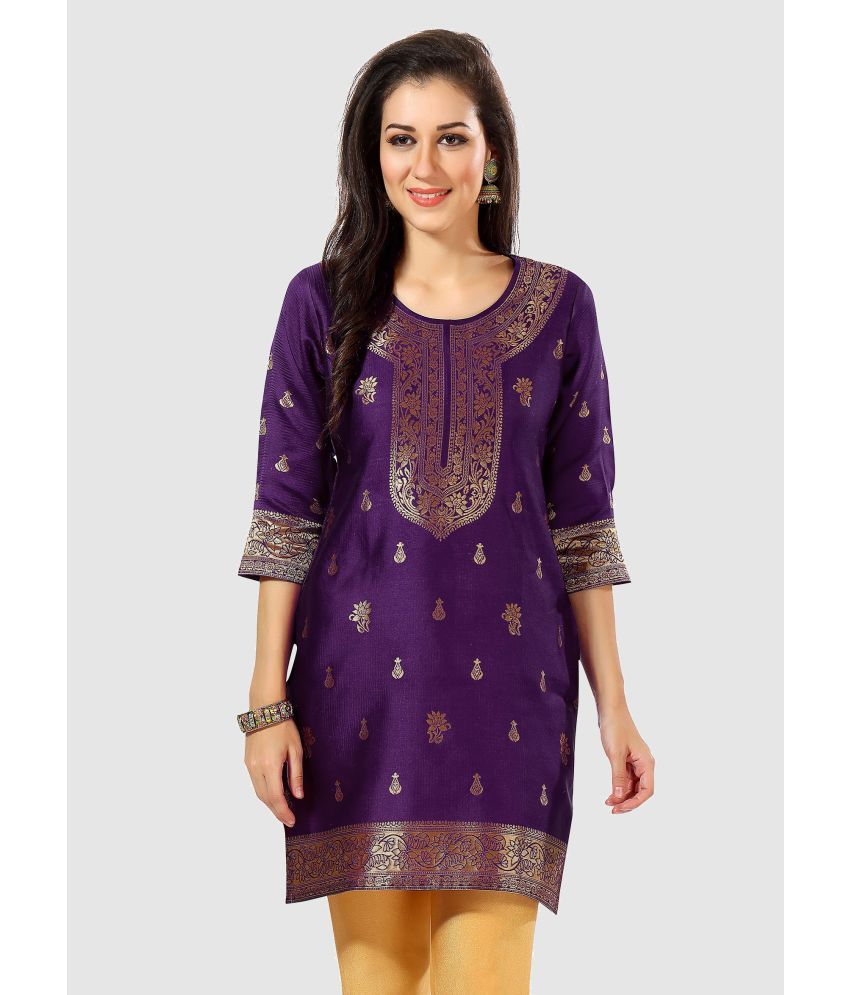     			Meher Impex - Purple Art Silk Women's A-line Kurti ( Pack of 1 )