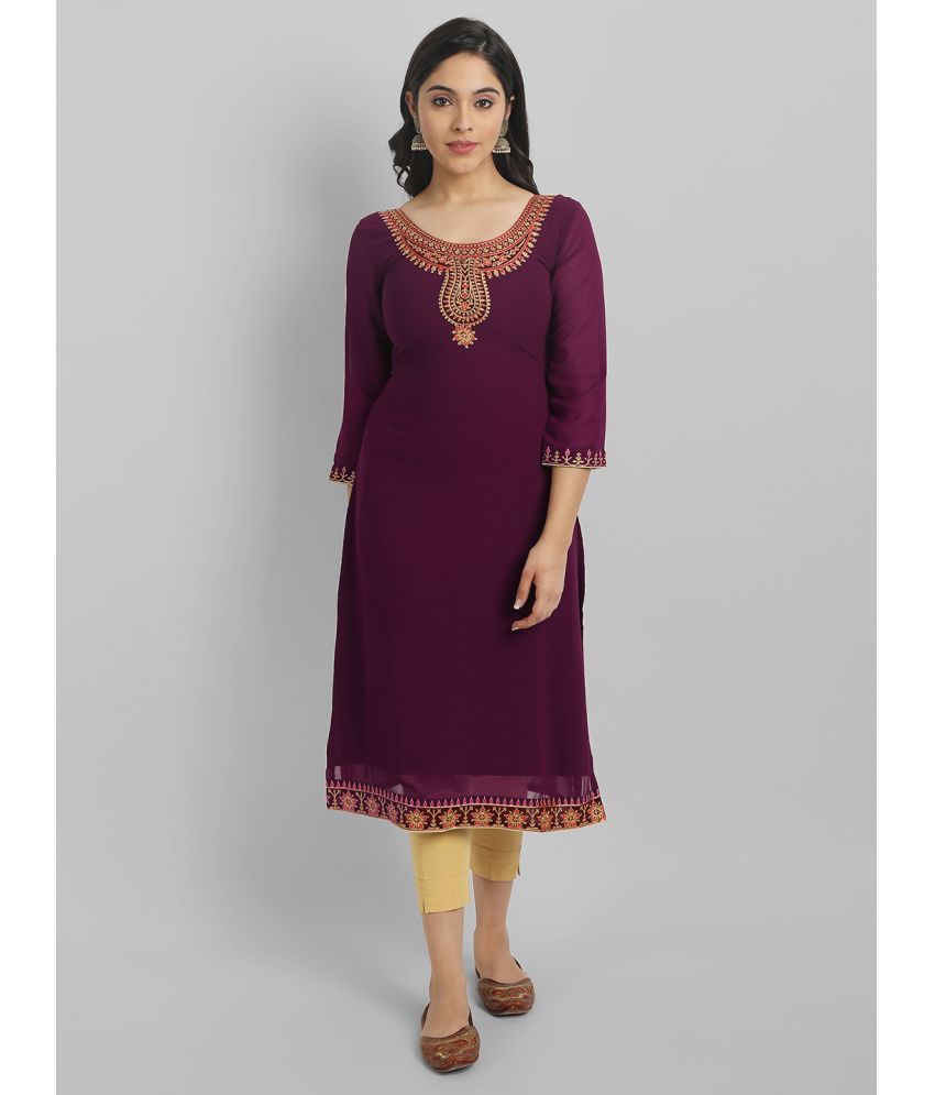     			RAIYANI FASHION - Magenta Georgette Women's Straight Kurti ( Pack of 1 )