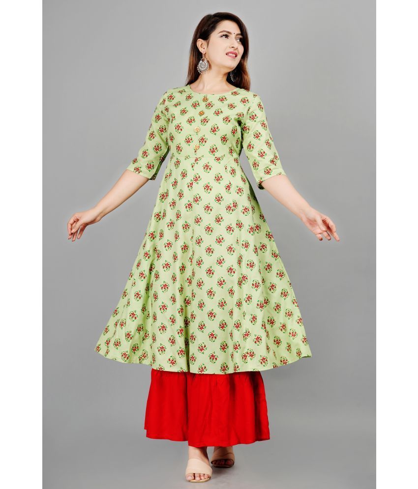     			SIPET - Olive Anarkali Rayon Women's Stitched Salwar Suit ( Pack of 1 )