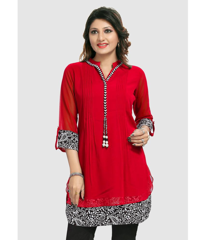     			Meher Impex - Red Georgette Women's Tunic ( Pack of 1 )