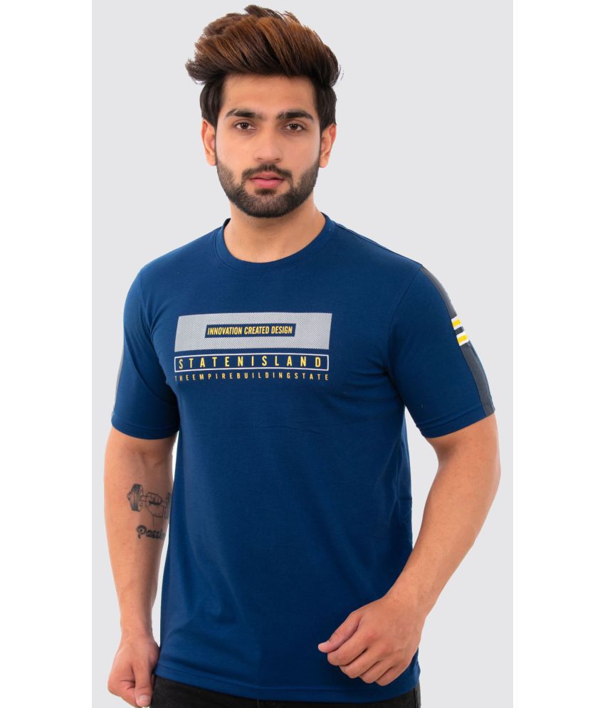     			NAKED SLEEVE - Navy Cotton Blend Regular Fit Men's T-Shirt ( Pack of 1 )