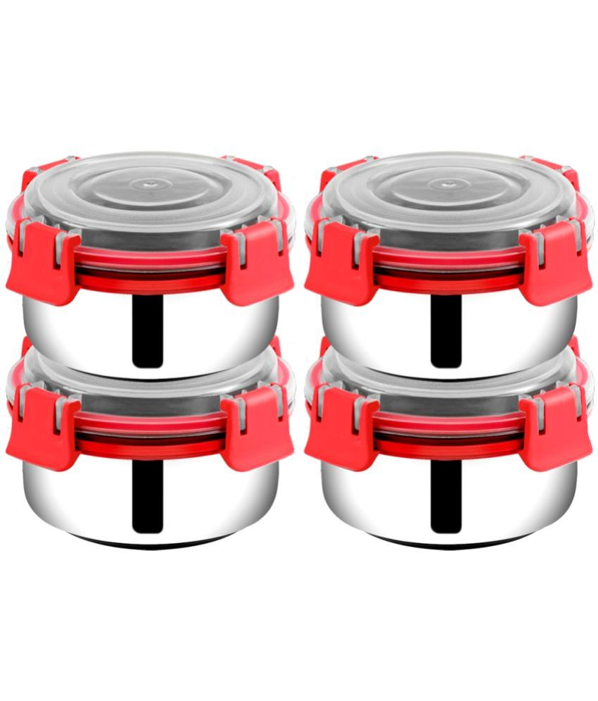     			BOWLMAN Steel Red Food Container ( Set of 4 )