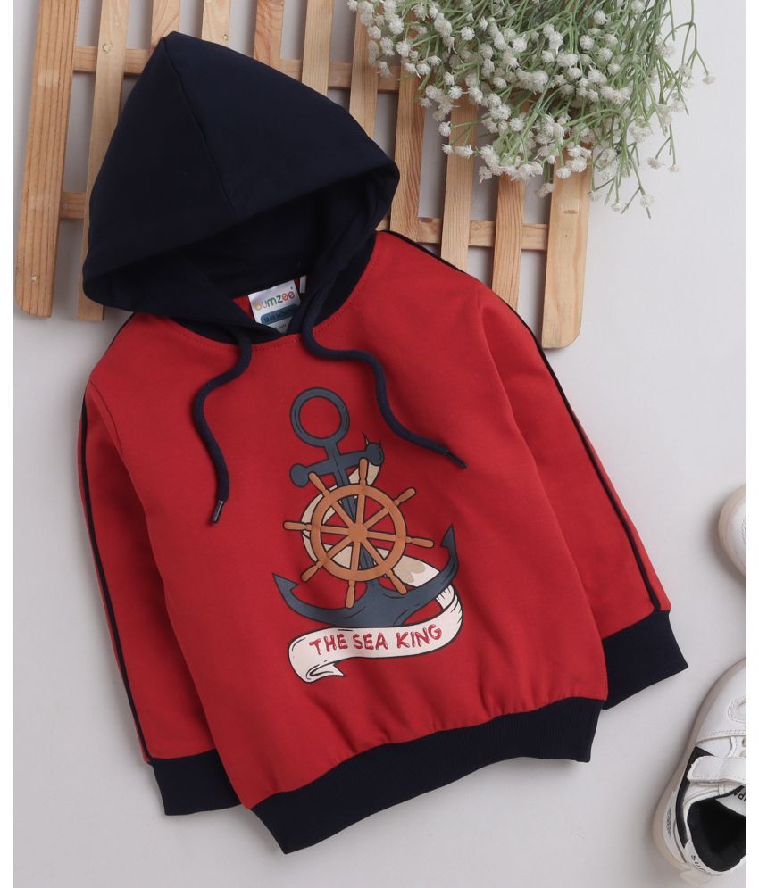     			BUMZEE Red Boys Full Sleeves Hooded Sweatshirt Age - 18-24 Months