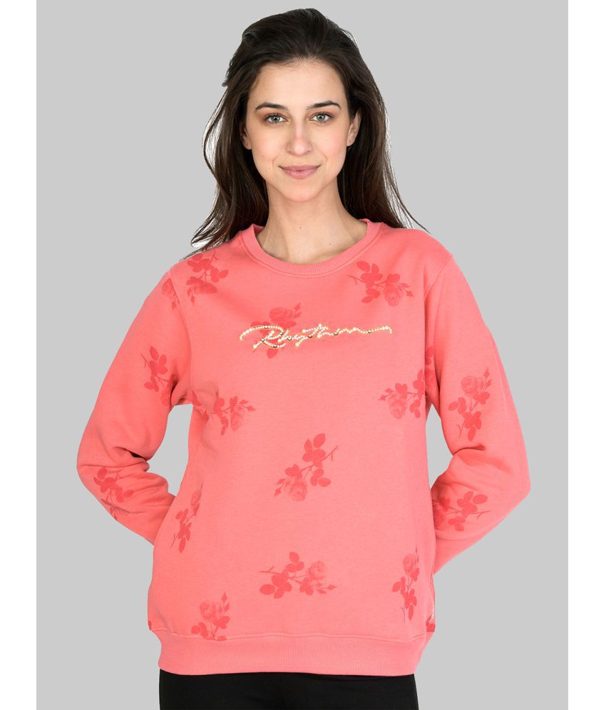     			CHERIBELL Cotton Pink Non Hooded Sweatshirt