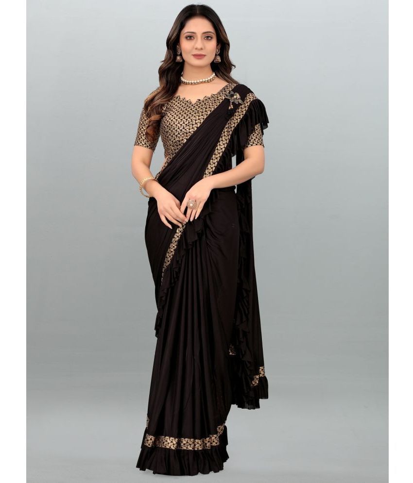     			Gazal Fashions - Black Lycra Saree With Blouse Piece ( Pack of 1 )