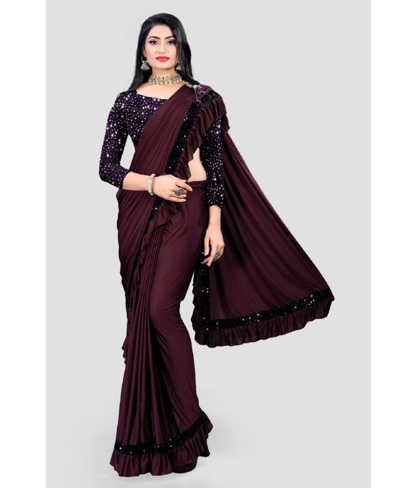     			Gazal Fashions - Purple Lycra Saree With Blouse Piece ( Pack of 1 )