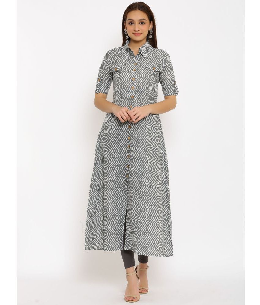     			NeshamaKurti - Grey Rayon Women's Front Slit Kurti ( Pack of 1 )