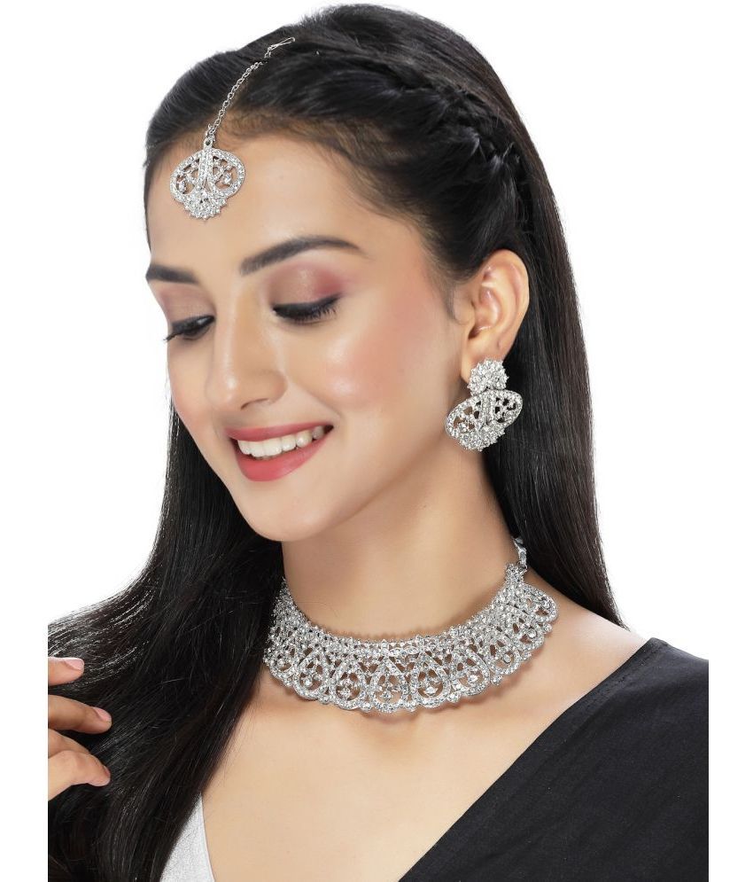     			Sukkhi Silver Alloy Necklace Set ( Pack of 1 )