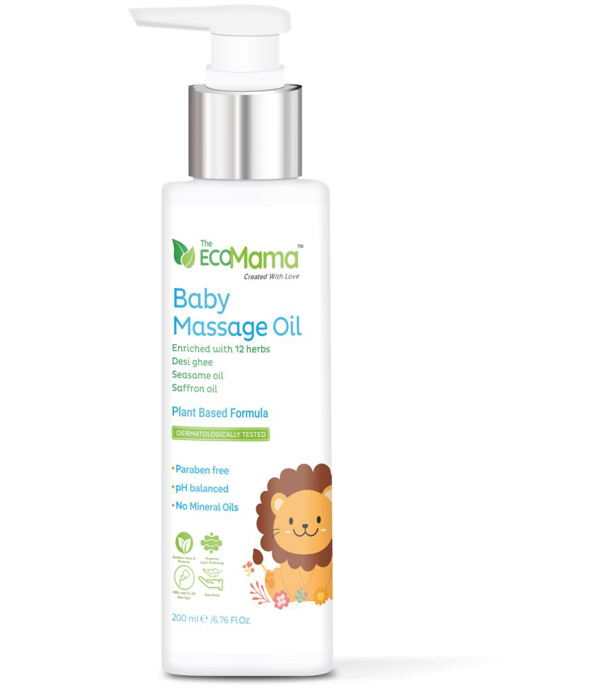     			The Eco Mama Baby Massage Oil infused with 12 Herbs, Desi Ghee, Mulethi Oil & Chamomile (200 ML)| Helps strengthen bones and muscle development | Suitable for all skin type