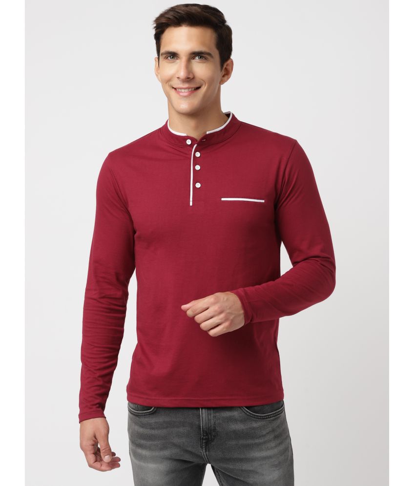     			UrbanMark Mens Regular Fit Round Neck Full Sleeves Solid T Shirt -Maroon