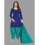 shree jeenmata collection - Blue Straight Cotton Women's Stitched Salwar Suit ( Pack of 1 )