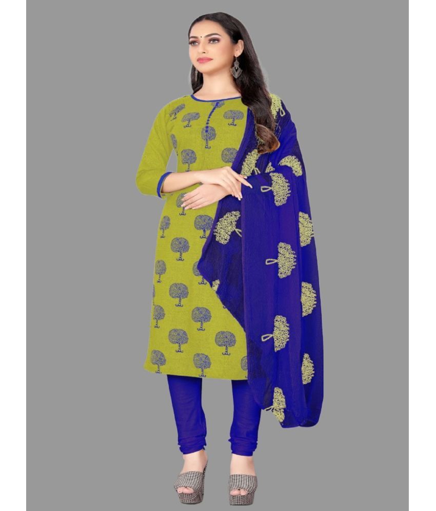     			Apnisha - Unstitched Green Cotton Dress Material ( Pack of 1 )