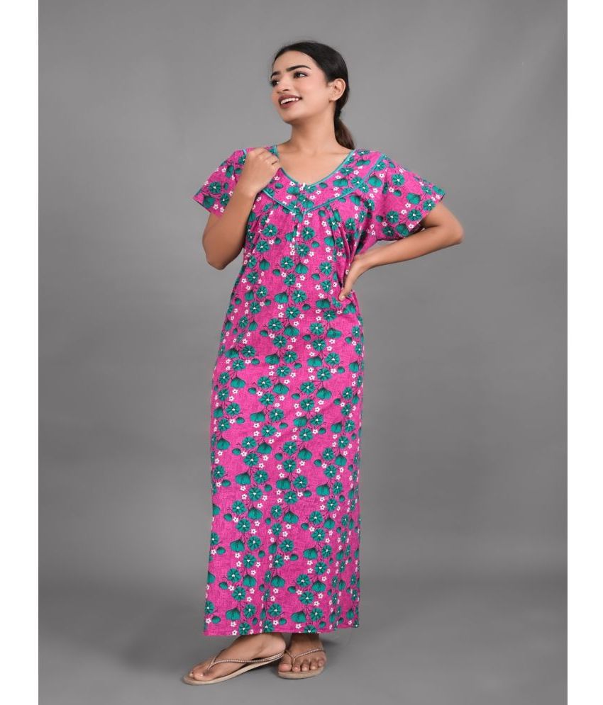     			Apratim - Pink Cotton Women's Nightwear Nighty & Night Gowns ( Pack of 1 )