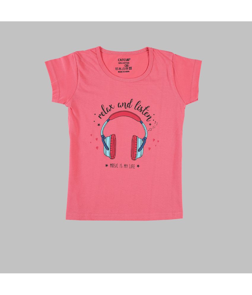     			CATCUB - Pink 100% Cotton Girls T-Shirt ( Pack of 1 )