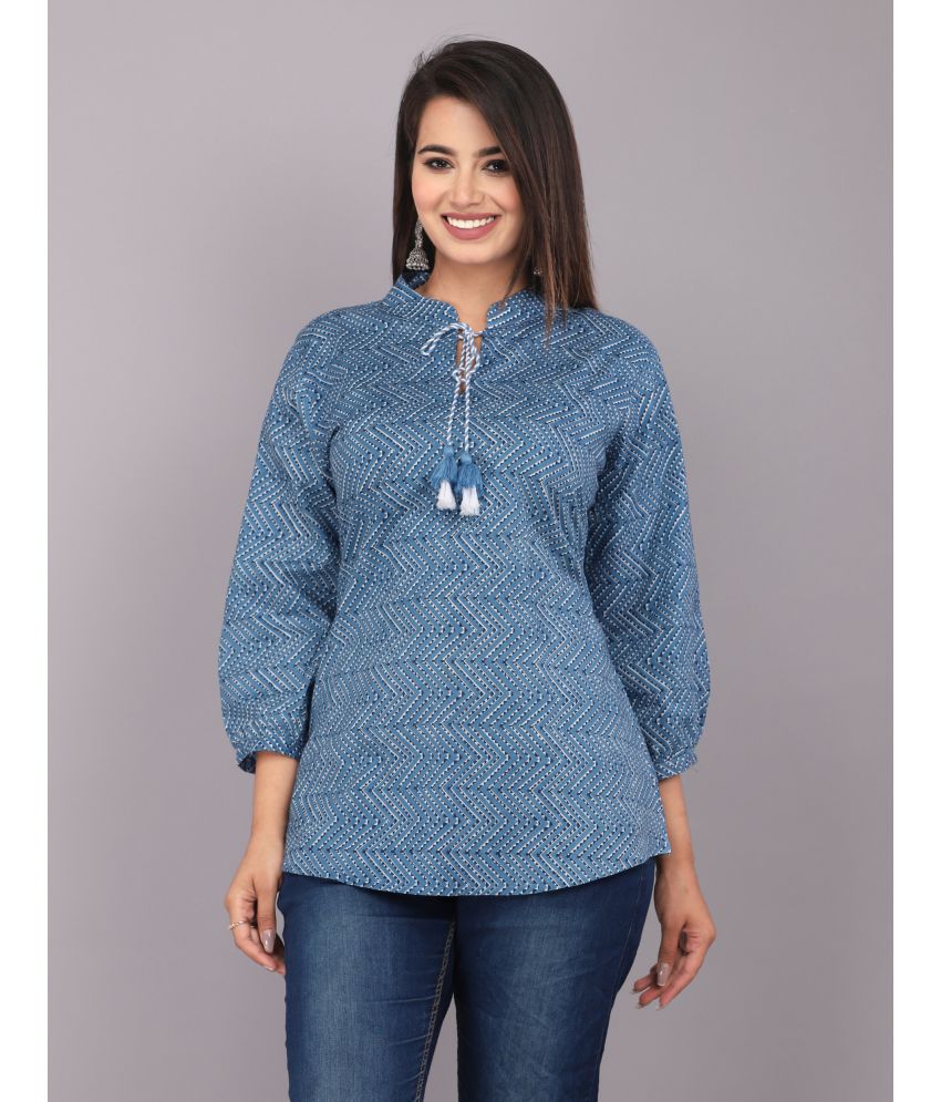     			HIGHLIGHT FASHION EXPORT - Blue Cotton Women's Tunic ( Pack of 1 )