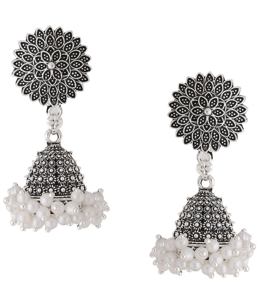     			NVR - Silver Jhumki Earrings ( Pack of 1 )