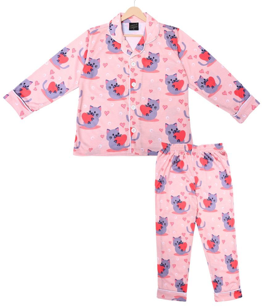     			Cremlin Clothing Pack of 1 Boys Cotton Blend Nightsuit Set ( Peach )