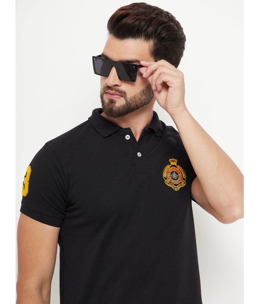     			RELANE Pack of 1 Cotton Blend Regular Fit Solid Half Sleeves Men's Polo T Shirt ( Black )