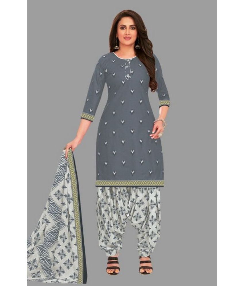     			SIMMU - Unstitched Light Grey Cotton Dress Material ( Pack of 1 )