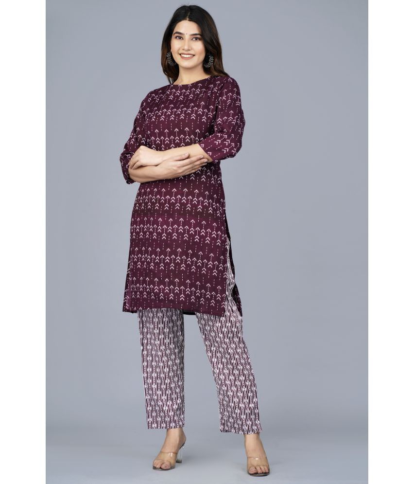     			SIPET - Maroon Straight Rayon Women's Stitched Salwar Suit ( Pack of 1 )