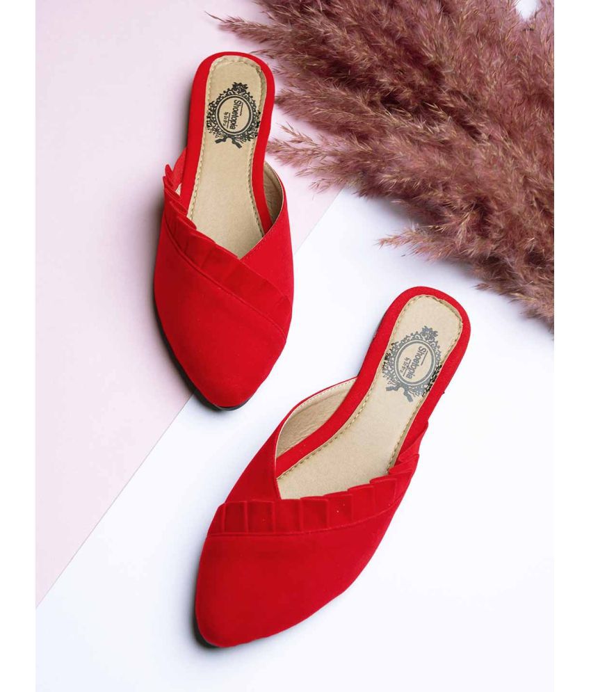     			Shoetopia Girls Red Mules