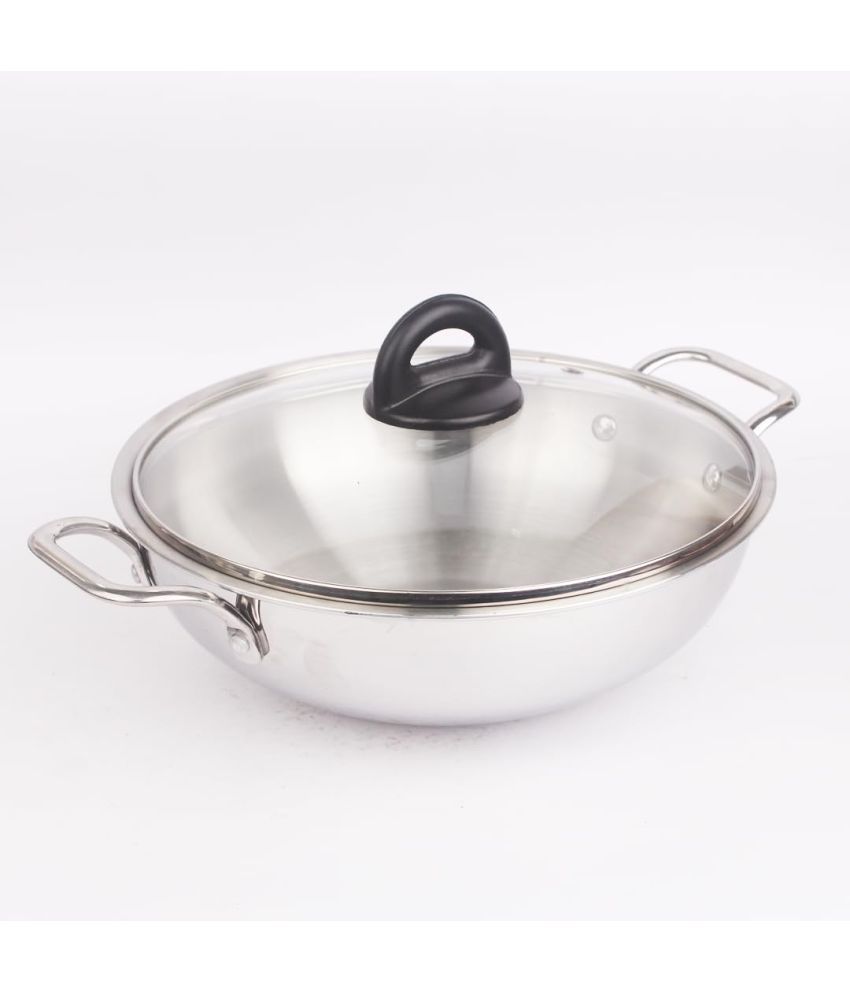     			The Indus Valley - Stainless Steel No Coating Chetty Pan ml ( Pack of 1 )