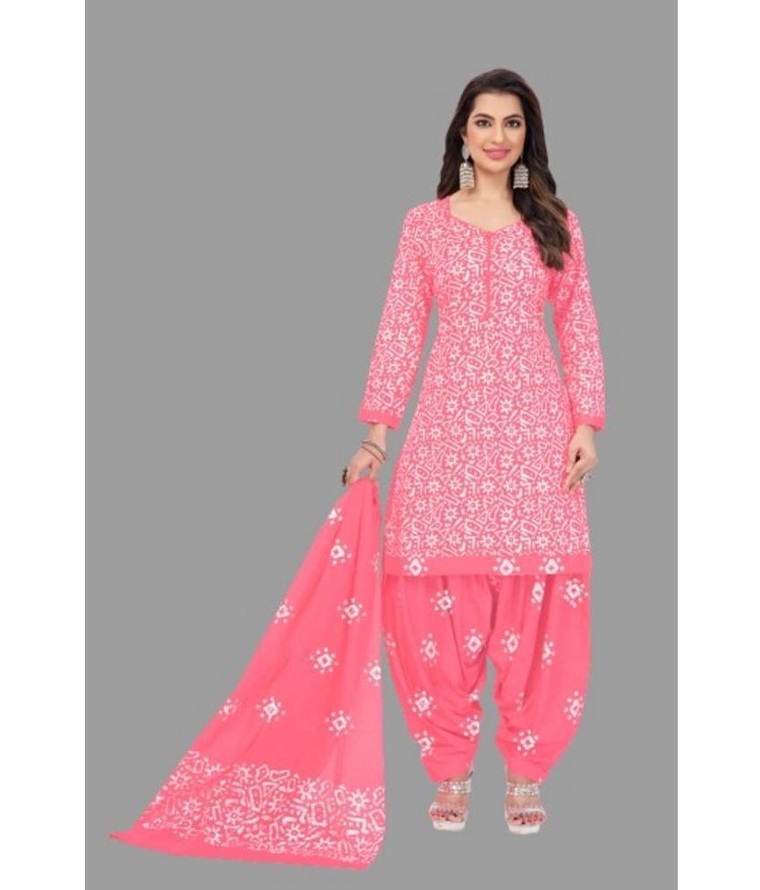     			shree jeenmata collection - Unstitched Pink Cotton Dress Material ( Pack of 1 )
