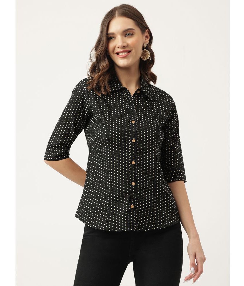     			Divena - Black Cotton Women's Shirt Style Top ( Pack of 1 )