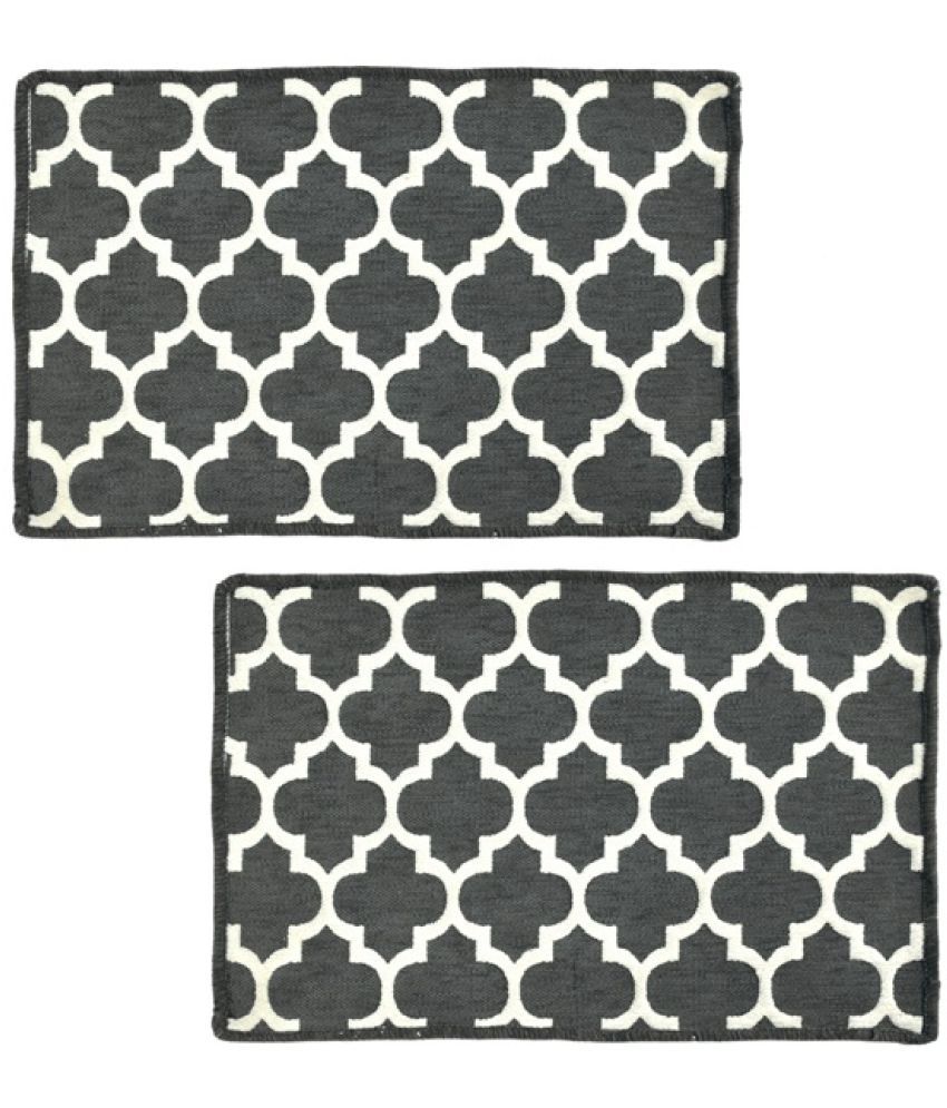     			FURNISHING HUT - Anti-skid Polyester Door Mat ( 60 X 40 cm ) Set of 2 - Gray