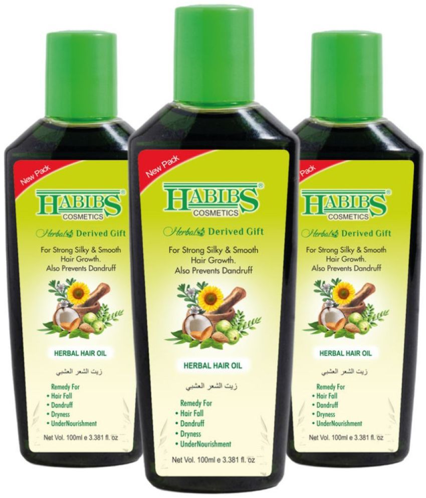     			Habibs Hair oil For Strong Long Thick hair Nourishes Scalp Controls Hair Fall 100ml Pack of 3