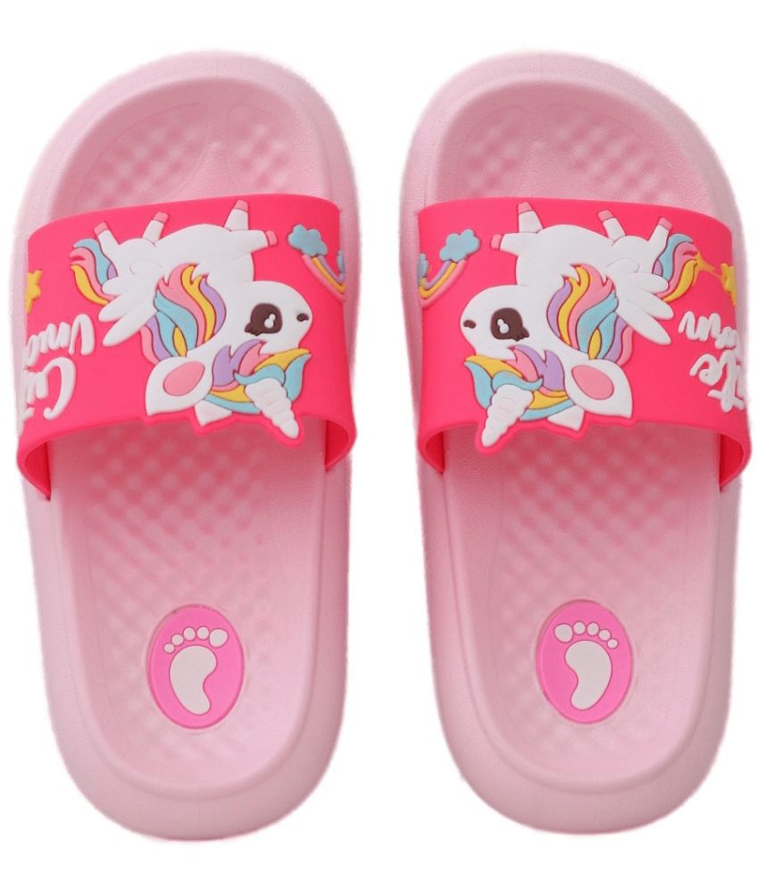     			Yellow Bee Baby Unicorn Fashion Slippers for Girls, Pink