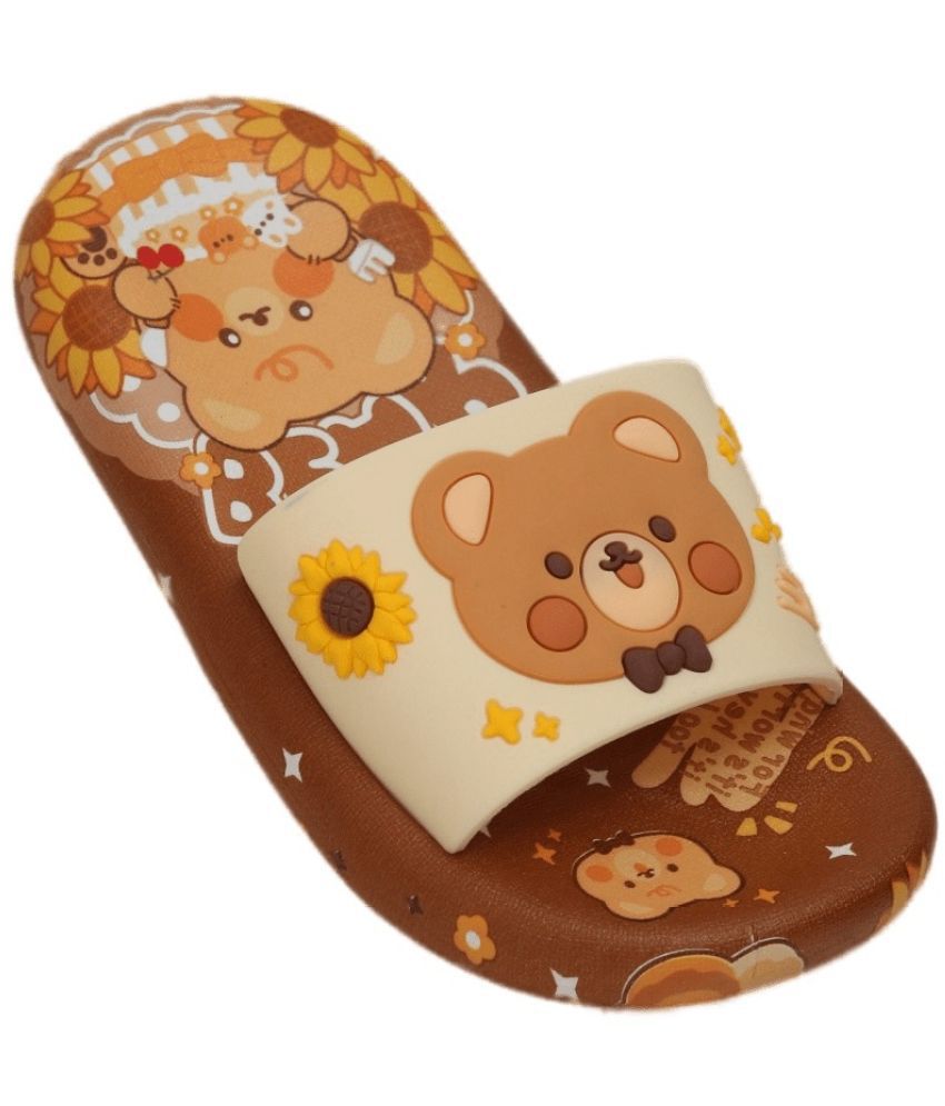     			Yellow Bee Bear Slides for Boys, Brown