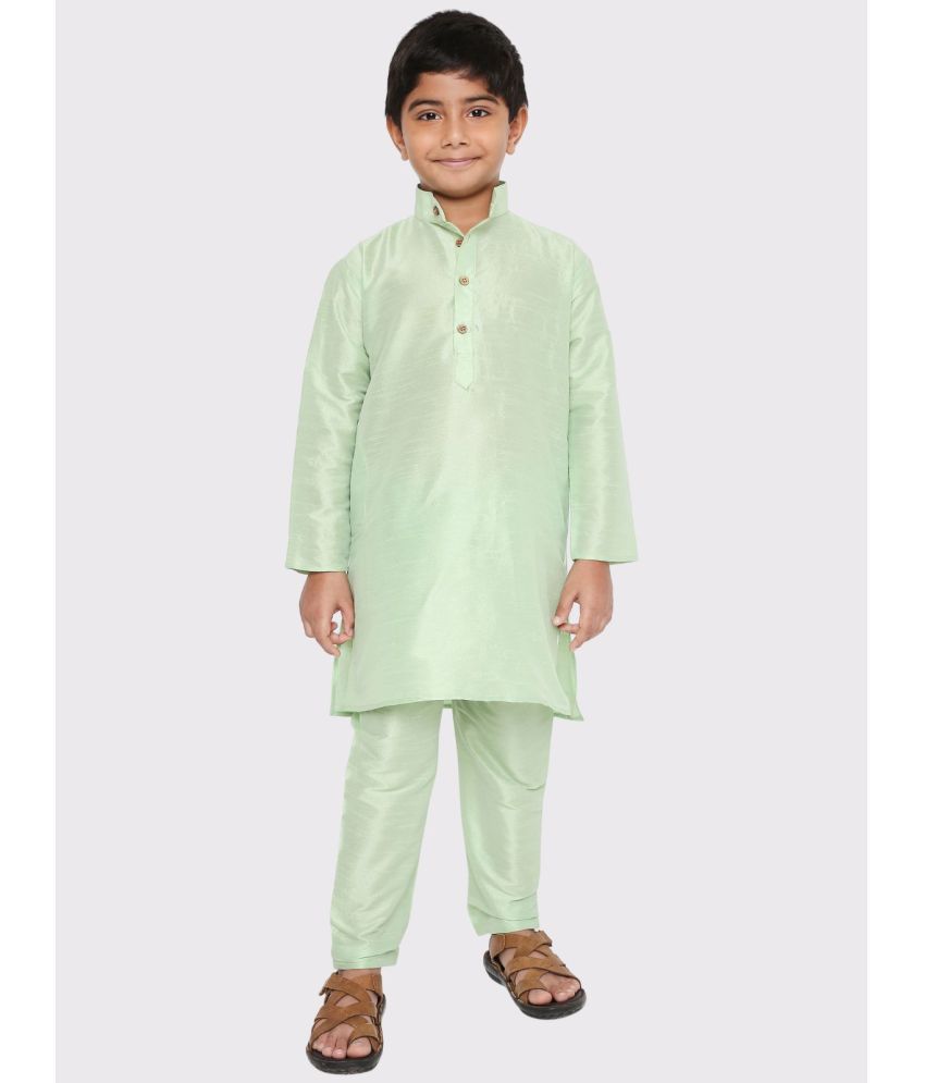     			Maharaja - Green Silk Boys Kurta Sets ( Pack of 1 )