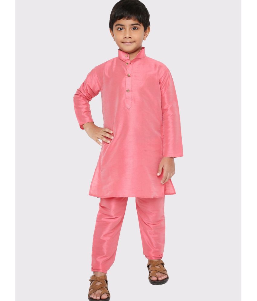     			Maharaja Boys Silk Solid - Pattern Kurta Pant Set ( Pink , Pack of 1 )