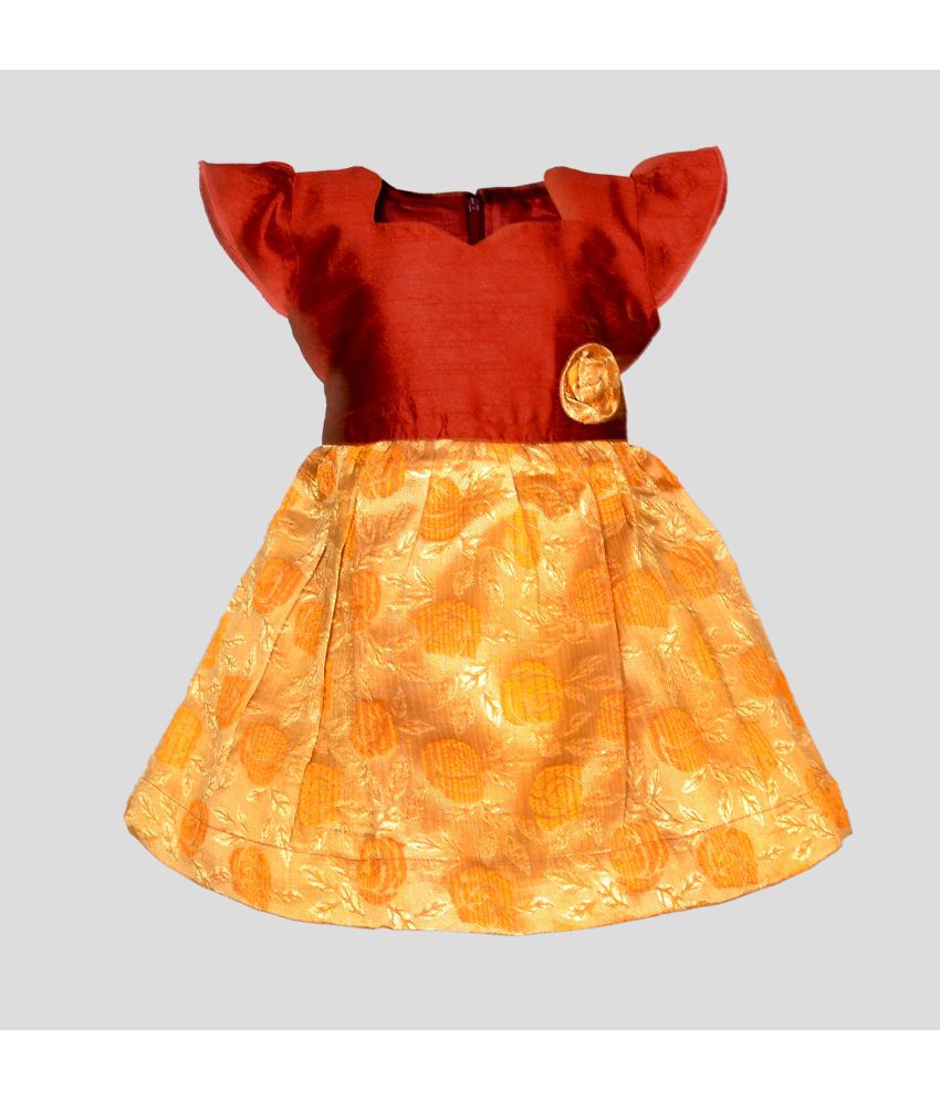     			MangoPies - Maroon Tissue Baby Girl Dress ( Pack of 1 )
