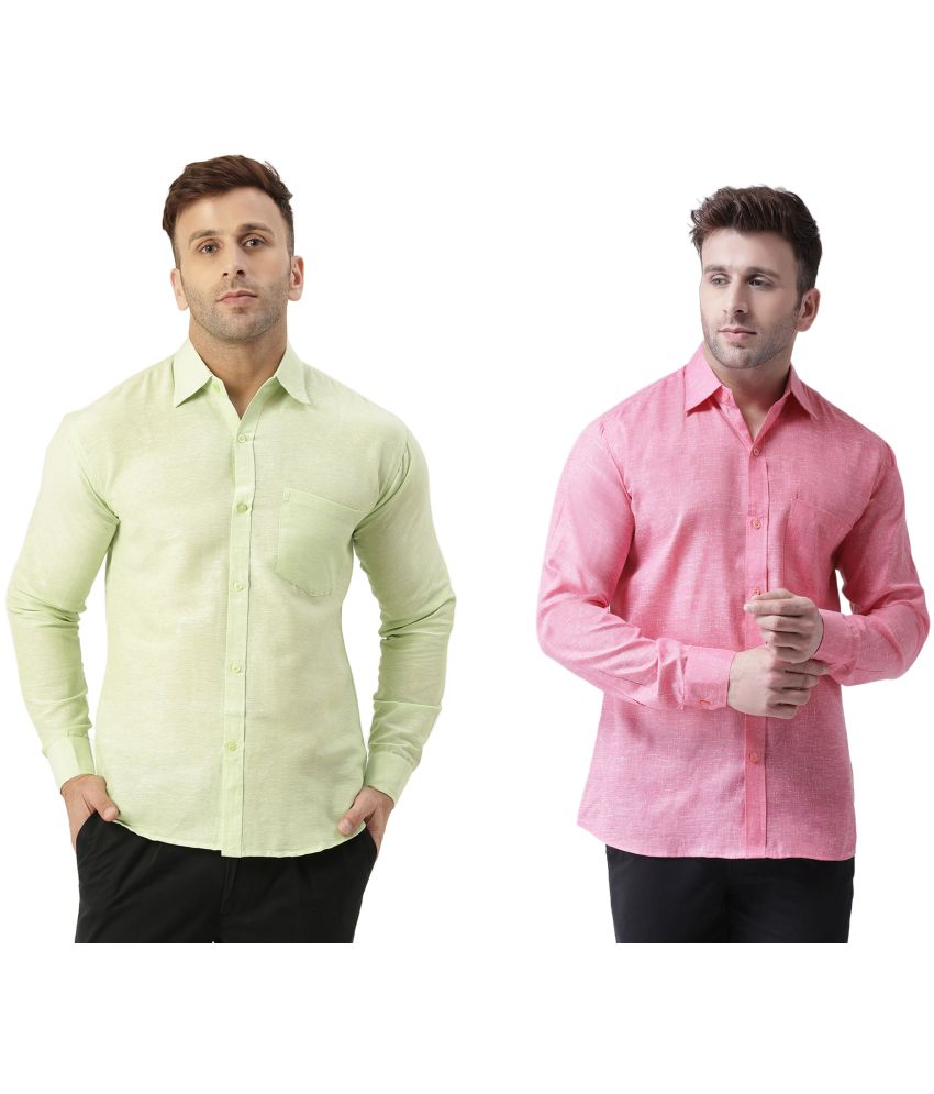     			RIAG Cotton Blend Regular Fit Full Sleeves Men's Formal Shirt - Pink ( Pack of 2 )