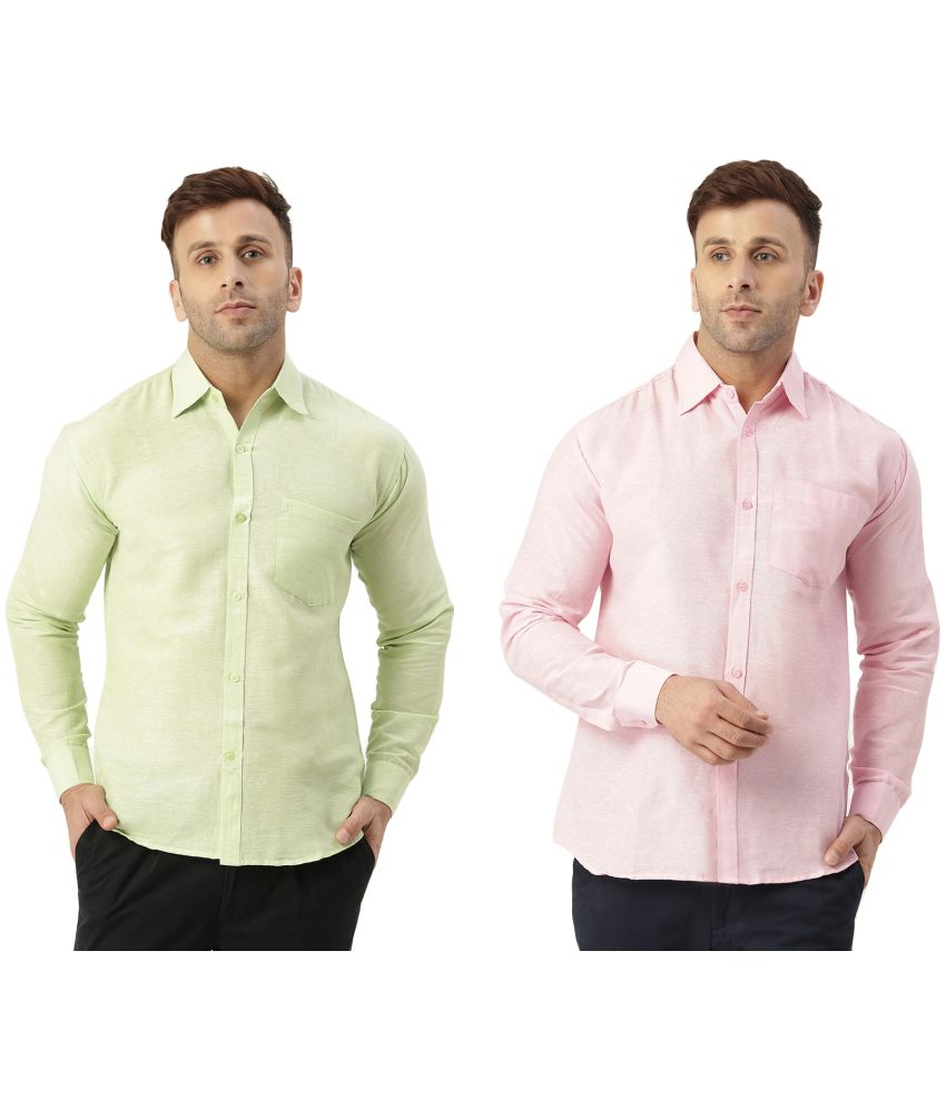     			RIAG Cotton Blend Regular Fit Full Sleeves Men's Formal Shirt - Pink ( Pack of 2 )