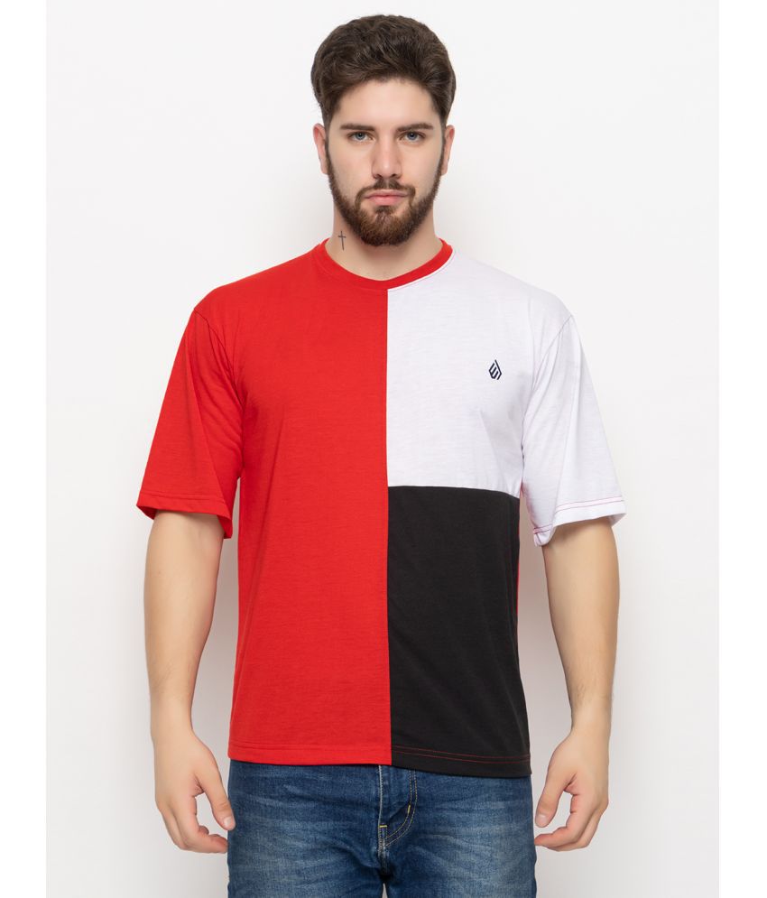     			ZEBULUN Cotton Blend Regular Fit Colorblock Half Sleeves Men's T-Shirt - Red ( Pack of 1 )