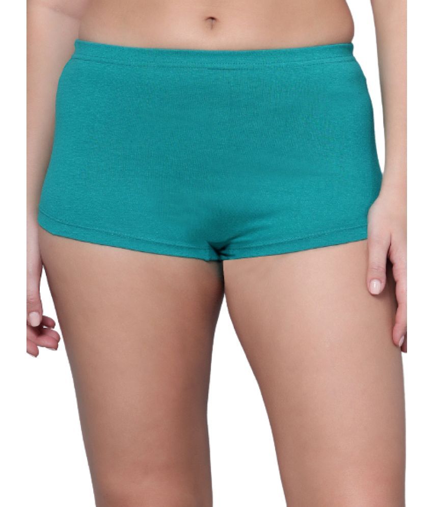     			Diaz Cotton Solid Women's Boy Shorts ( Green )