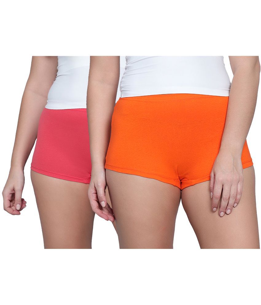     			Diaz - Multi Color Cotton Solid Women's Boy Shorts ( Pack of 2 )