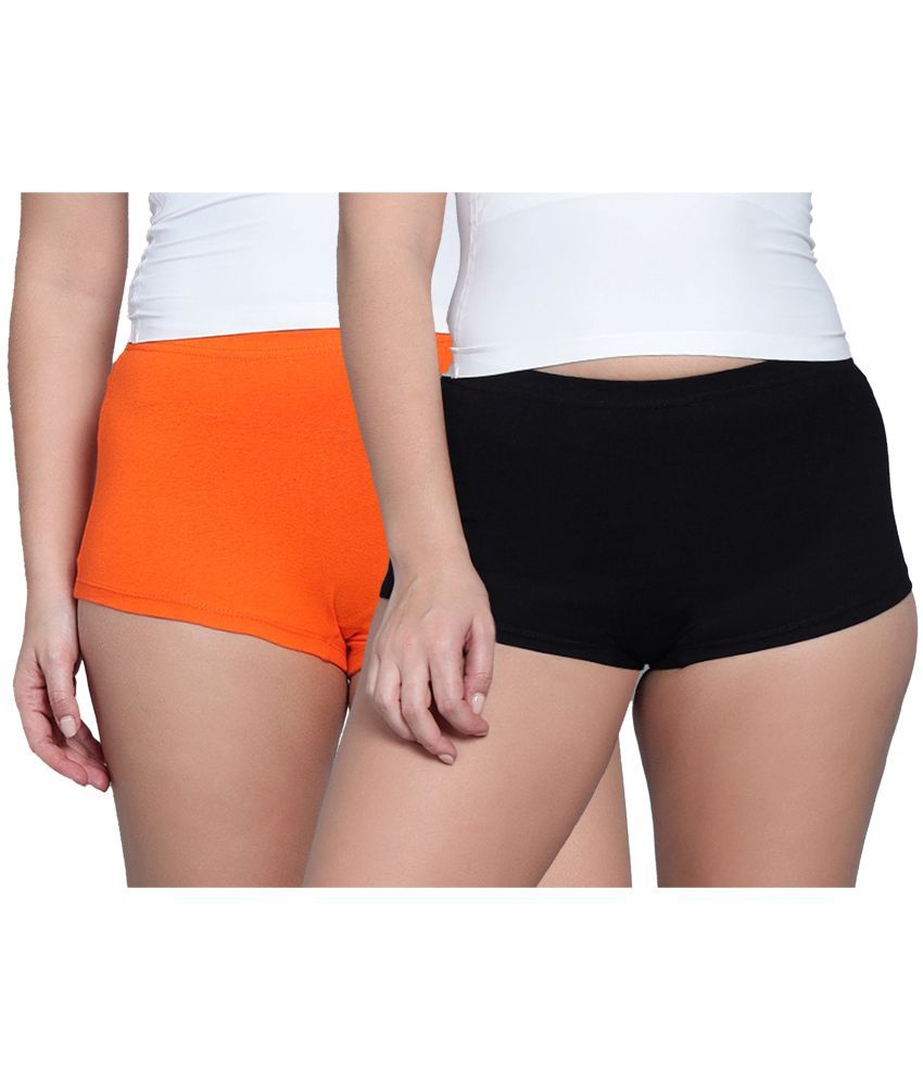     			Diaz Pack of 2 Cotton Solid Women's Boy Shorts ( Multi Color )