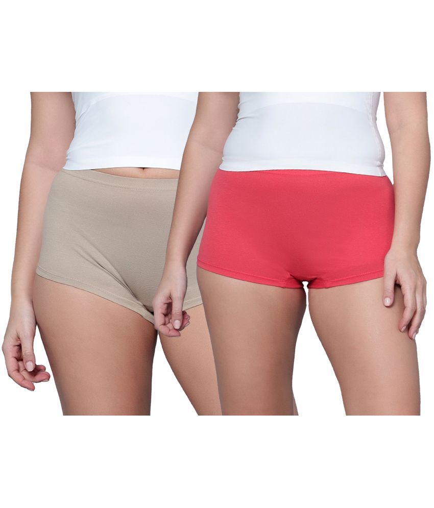     			Diaz Pack of 2 Cotton Solid Women's Boy Shorts ( Multi Color )