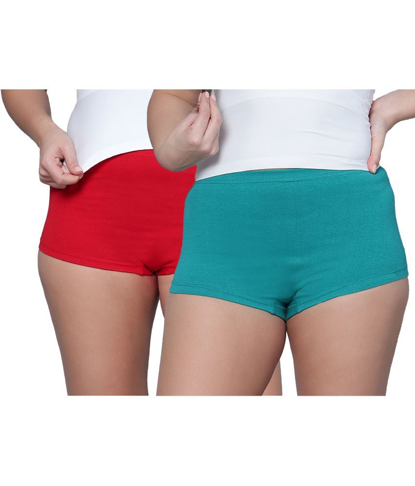     			Diaz Pack of 2 Cotton Solid Women's Boy Shorts ( Multi Color )