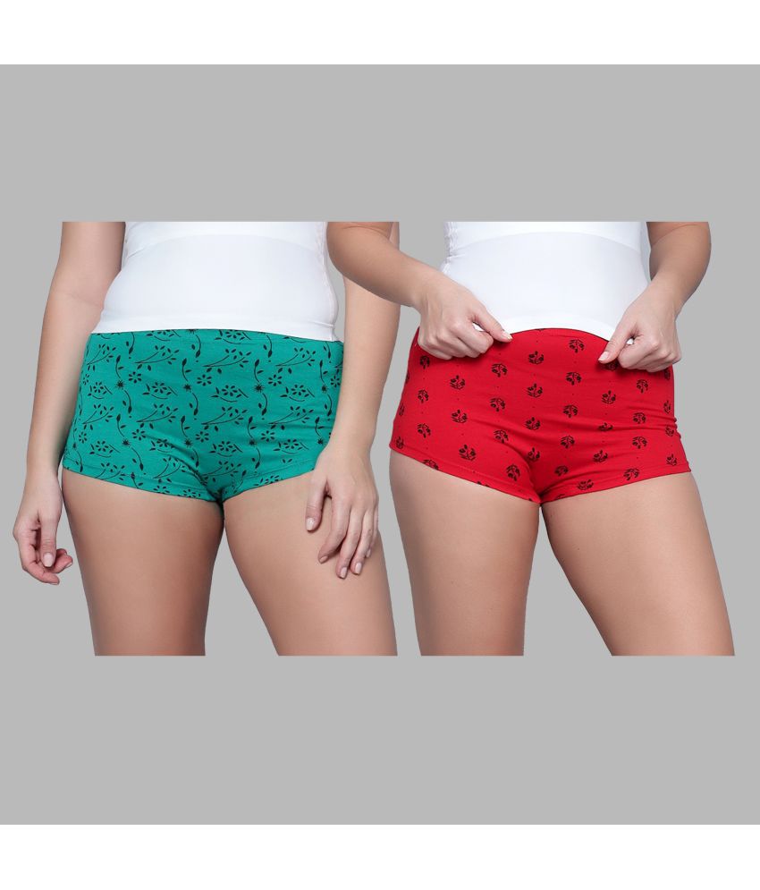     			Diaz - Multicolor Cotton Printed Women's Boy Shorts ( Pack of 2 )
